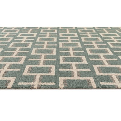 Hand-Tufted Green Wool Rectangular Area Rug 3' x 5'
