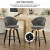 25" Swivel Wing Back Counter Bar Stools Set of 2 with Chenille Upholstery & Solid Wood Legs for Kitchen Island Dining Room-Baofuwish - 2 of 4