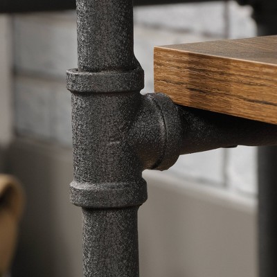 Iron City Black Metal and Oak Wood Desk with Shelves