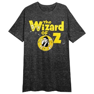 Wizard Of Oz Dorothy Movie Logo Crew Neck Short Sleeve Charcoal Heather Women's Night Shirt - 1 of 2