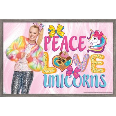 Trends International Jojo Siwa - Peace Love Unicorns Framed Wall Poster Prints