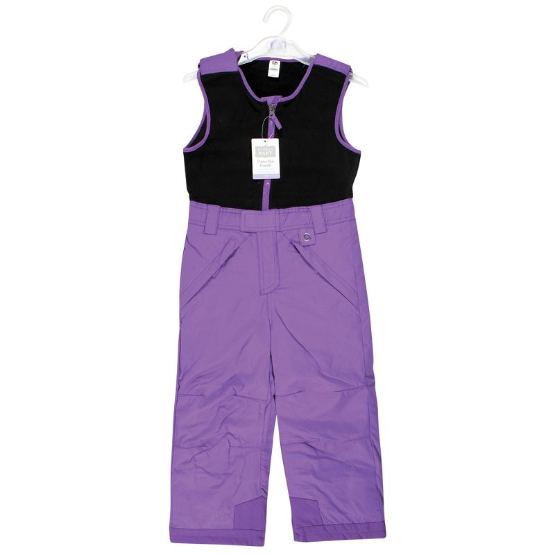 Hudson Baby Unisex Snow Bib Overalls with Fleece Top, Purple, 2 of 5