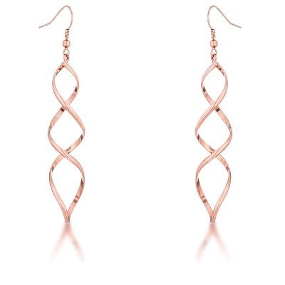 Slickblue Women's Twist Drop Earrings, Rose Gold/Gold/Silver, Hook Back, Fashion Jewelry