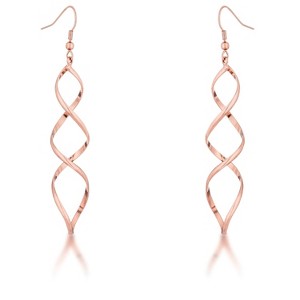 Slickblue Women's Twist Drop Earrings, Rose Gold/Gold/Silver, Hook Back, Fashion Jewelry - 1 of 1