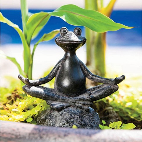 Evergreen New Creative Sitting Yoga, Metal Solar Frog Garden Statue