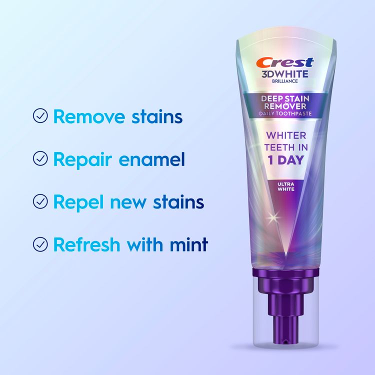Crest 3D White Deep Stain Remover Daily Fluoride Toothpaste - Ultra White, 2 of 16