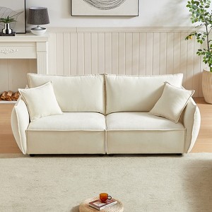 88"Modern Living Room  Triple Sectional Stylish Chenille Fabric,for Apartments,Living Rooms,Thickly Padded Seat/Back/Armrests, with 2  Pillows - 1 of 4