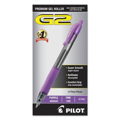 Pilot G-2 Gel Ink Pen, 0.7mm Fine - Purple Ink (12 Per Set)