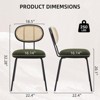 Dining Chairs Set of 2, Mid-Century Modern Velvet Upholstered Dining Room Chairs with Rattan Backrest & Sturdy Metal Legs - 4 of 4