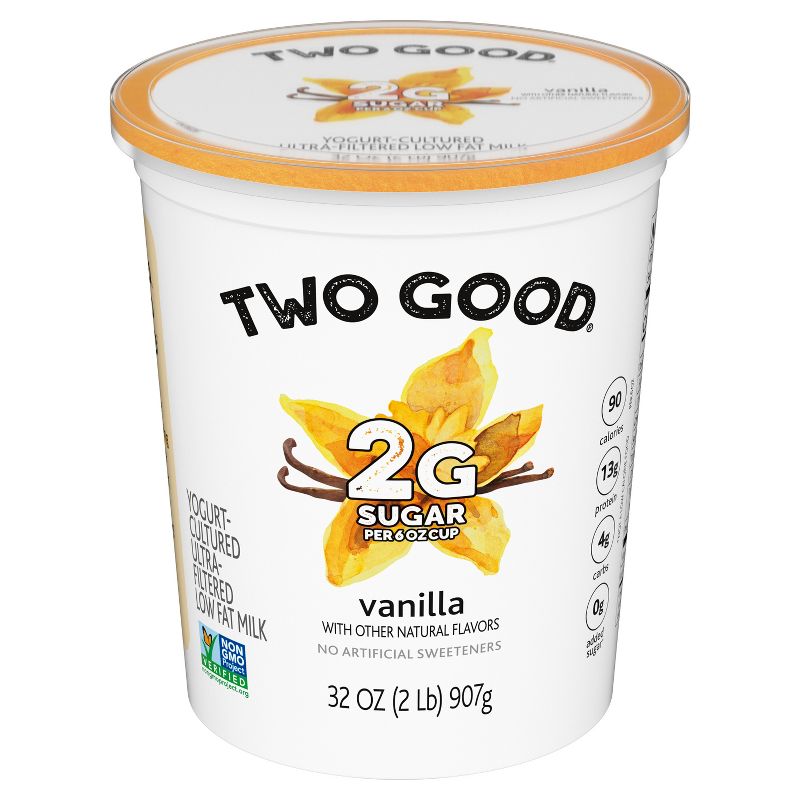 Two Good Low Fat Lower Sugar Vanilla Greek Yogurt - 32oz Tub, 3 of 12