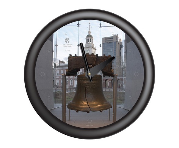 Chicago Lighthouse 14"x14" Philadelphia Liberty Bell Designer Frame Decorative Wall Clocks Black