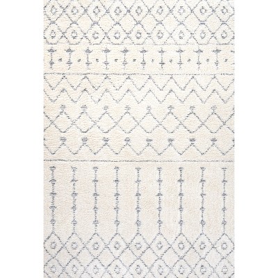 Cream/Gray Moroccan Trellis 4' x 6' Plush Area Rug