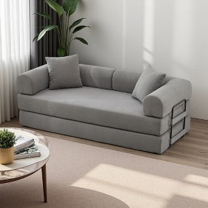 78.5" Corduroy Folding Convertible Sofa Bed with 2 Pillows, No Assembly - 1 of 4