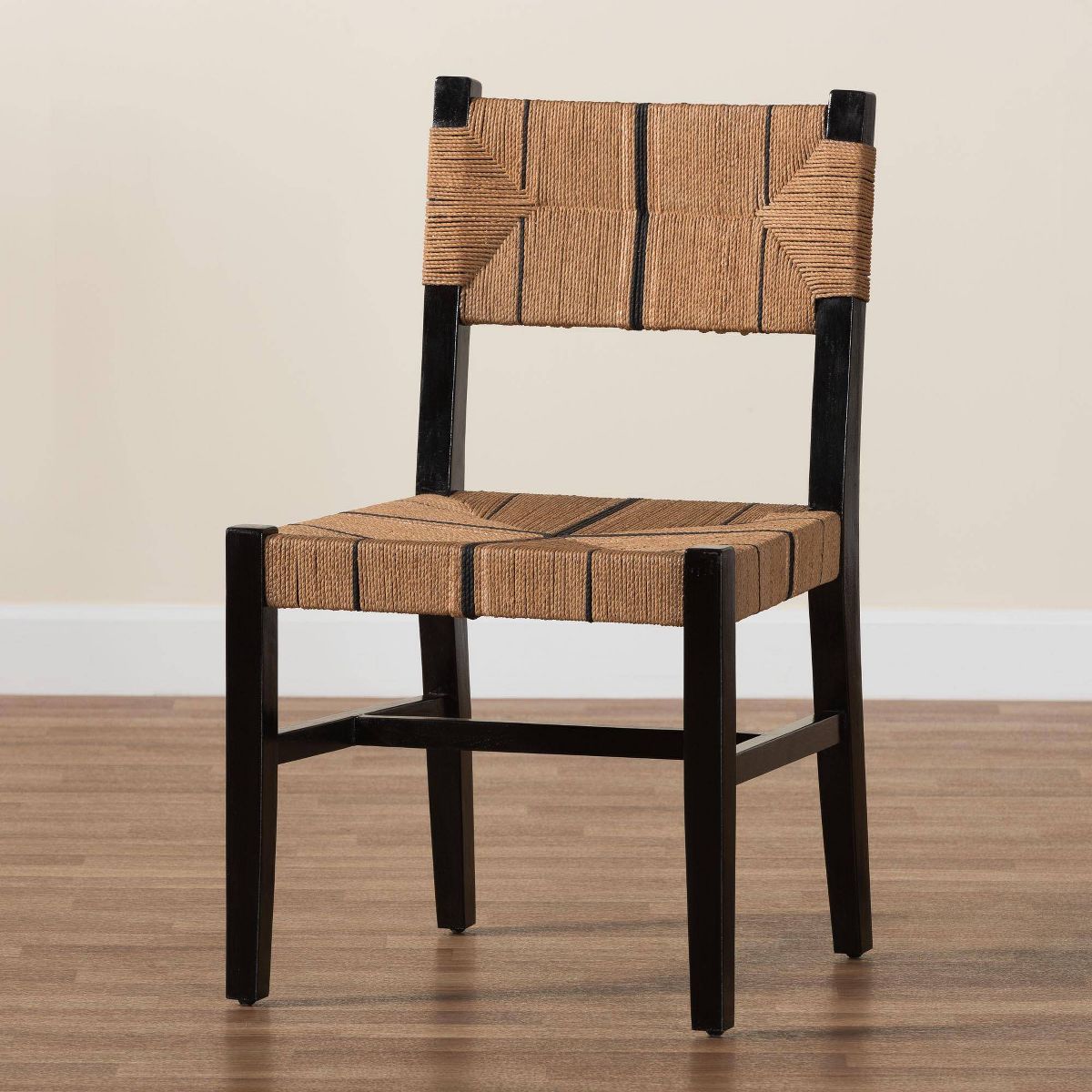 bali & pari Prita Paper Loom and Mahogany Wood Dining Chair Brown/Black - thumbnail 7