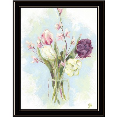 HomeRoots Flower Farm Bouquet Black Framed Print Wall Art