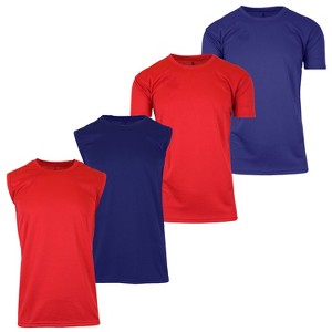 Galaxy By Harvic Men's Performance Moisture-Wicking Active Short Sleeve and Muscle Tees Set-4 Pack - 1 of 4