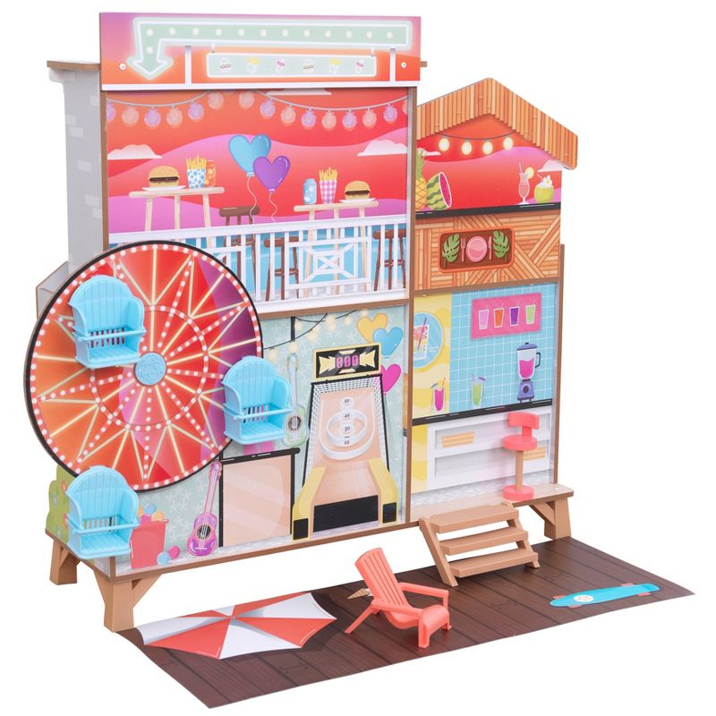 KidKraft Ferris Wheel Fun Beach House Wooden 360-Play Dollhouse with 19 Accessories, 1 of 11