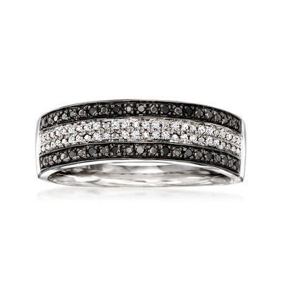 Ross-Simons 0.15 ct. t.w. Black and White Diamond Striped Ring in Sterling Silver