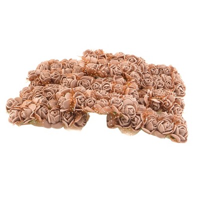 Unique Bargains Decorative Artificial Flower Rose Heads 144 Pcs Brown