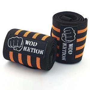 WOD Nation Wrist Wraps & Straps for Gym & Weightlifting (18 inch) - Gym Wrist Straps Support for Women & Men - Black/Orange - 1 of 4