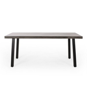 Pointe Outdoor Modern Industrial Aluminum Rectangle Dining Table - Gray/Matte Black - Christopher Knight Home - 1 of 4