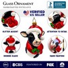 Festive Cow in Wreath Blown Glass Christmas Ornament, Farmhouse Theme Tree Decoration| OrnamentallyYou - 3 of 4