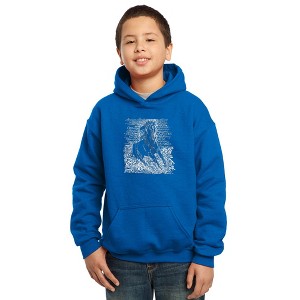 LA Pop Art Boy's Word Art Hooded Sweatshirt - POPULAR HORSE BREEDS - 1 of 4
