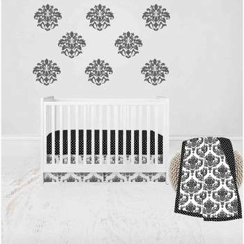 Bacati - Classic Damask Black/Grey/White 3 pc Crib Bedding Set