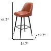 HomeRoots 30" Brown And Black Faux Leather And Steel Bar Height Swivel Bar Chair - 3 of 4
