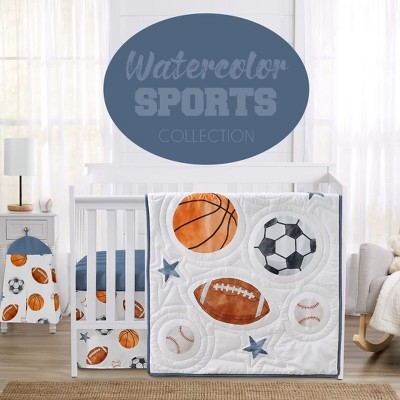 Full White Microfiber Boys' Sports Theme Bedding Set