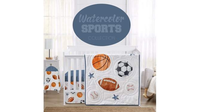 Sweet Jojo Designs Boy Baby Security Blanket Watercolor Sports Theme Multicolor, 2 of 7, play video