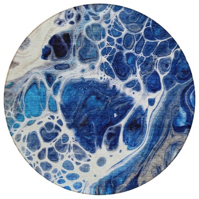 Navy Blue And Gray Nautical Washable Indoor Outdoor Area Rug