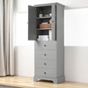 Tall Storage Cabinet with 2 Doors and 4 Drawers, Adjustable Shelves, Freestanding MDF Cabinet with Anti-Tip Kit - 4 of 4