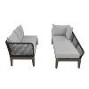 Carrie 2-piece Rope Waved Patio Sectional Sofa, Acacia Wood Frame Outdoor Sofa for 5-Person, Outdoor Furniture - Maison Boucle - 3 of 4