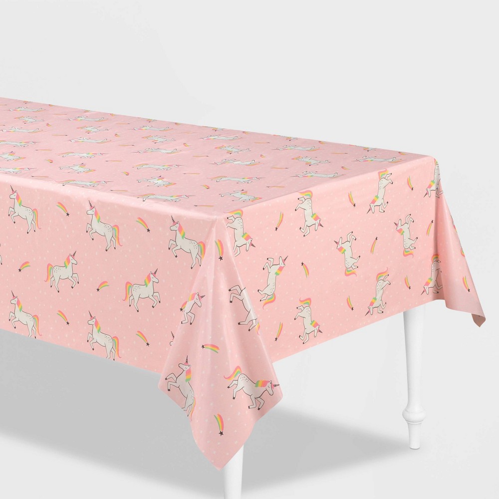 54" x 84" Unicorn Printed Plastic table Cover - Spritz