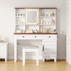 GustoWave Makeup Vanity Desk,Makeup Vanity with Mirror and Lights & Power Outlet, Makeup Table with 2 Drawers and Cushioned Stool, Dressing Table - 2 of 4