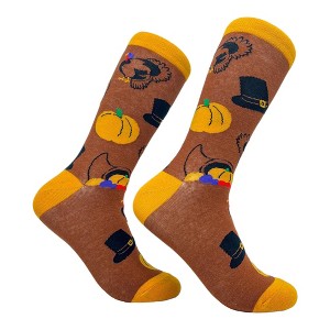 Crazy Dog T-Shirts Women's Thanksgiving Socks Funny Turkey Person Pumpkin Holdiay Graphic Novelty Footwear - 1 of 4