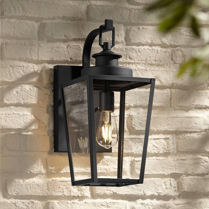 Possini Euro Design Ackerly Modern Outdoor Wall Light Fixture Textured Black 17 1/4" Clear Glass for Post Exterior Barn Deck House Porch Yard Patio, 2 of 9