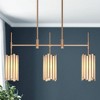LNC Hemaaolay  3-Lights 30" Modern Linear Kitchen Island Pendant  Lights, Matte Gold and White Tiffany Glass - 4 of 4