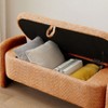 CAVINAS Modern Pull-Open Top Fleece Fabric Ottoman Bench,Upholstered Oval Storage Ottoman for Living Room - 3 of 4