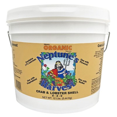 Neptune's Harvest Crab & Lobster Shell All Purpose Organic Dry Food for Outdoor Plants & Lawns, Helps Deter Garden Pests, 12 Pound Bucket