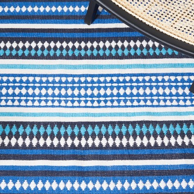 Coastal Breeze Blue Cotton Flat Woven Handmade Rug - 5' x 8'