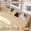Coucheta Rattan Wooden Dresser with 6 Drawers, 47" Wide Modern Dresser with Charging Station & LED Lights, for Bedroom, Living Room, Hallway - 4 of 4