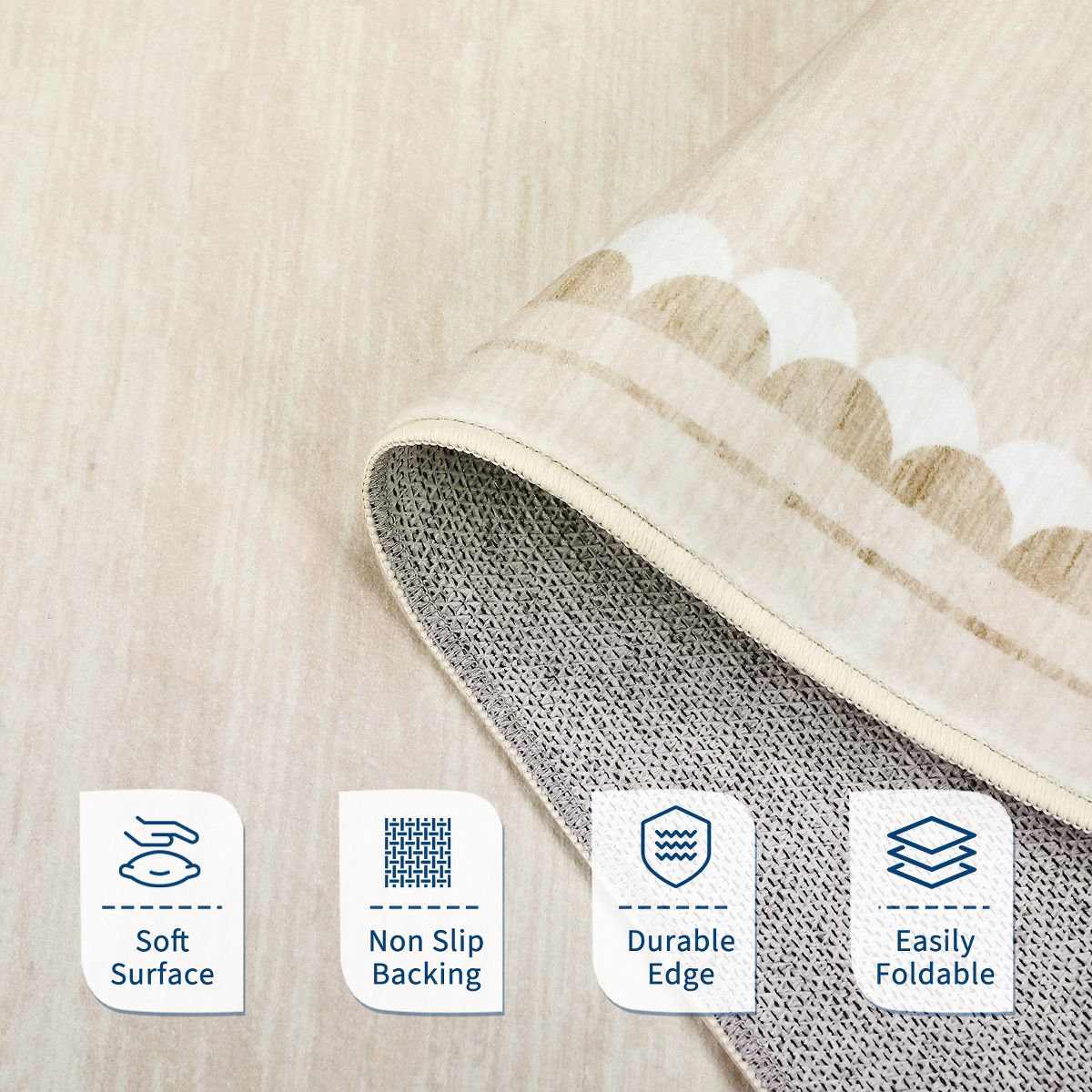 Garvee Washable Rugs for Living Room Bedroom Modern Solid Area Rug Low Pile Non Slip Bordered Print Rug - thumbnail 6