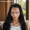 Unique Bargains Women's Straight Long Hair Wig 13x4in 180 Real Human Hair Black - 4 of 4