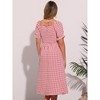 INSPIRE CHIC Women's Casual Smocked Front Tie Back Checks Gingham Midi Dresses - 3 of 4
