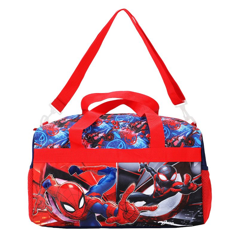 Spider-Man 4-Piece Duffel, Drawstring Backpack, Water Bottle and Utility Case Blue Youth Duffle Bag Set, 2 of 7