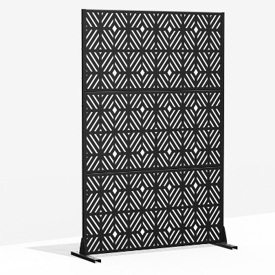 Lirago 72 in. Outdoor Privacy Panel Galvanized Metal Fence Black
