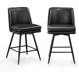 VINGLI 26" H Swivel Barstools, Leather Upholstered Counter Height Bar Stool, Kitchen High Chairs - 1 of 4