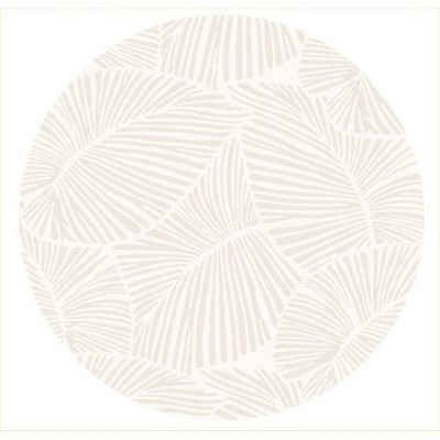 LunaLulinlk White CURVE Line Leaf design41" x - 41" Round Rug